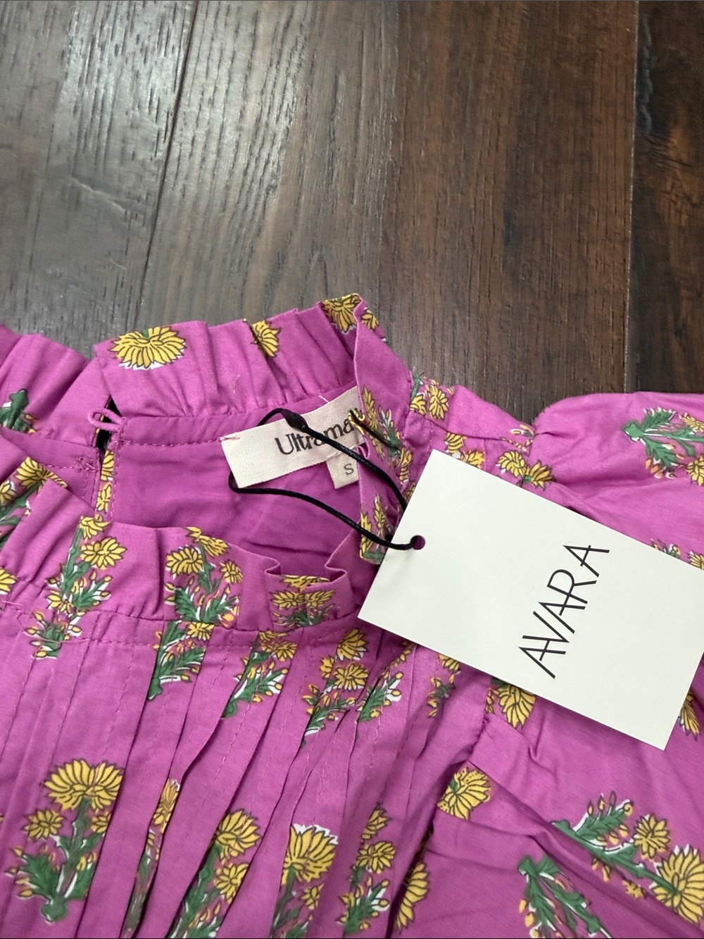 Avara Women’s Pink Floral Ruffle Sleeve Top S NWT - Picture 7 of 7